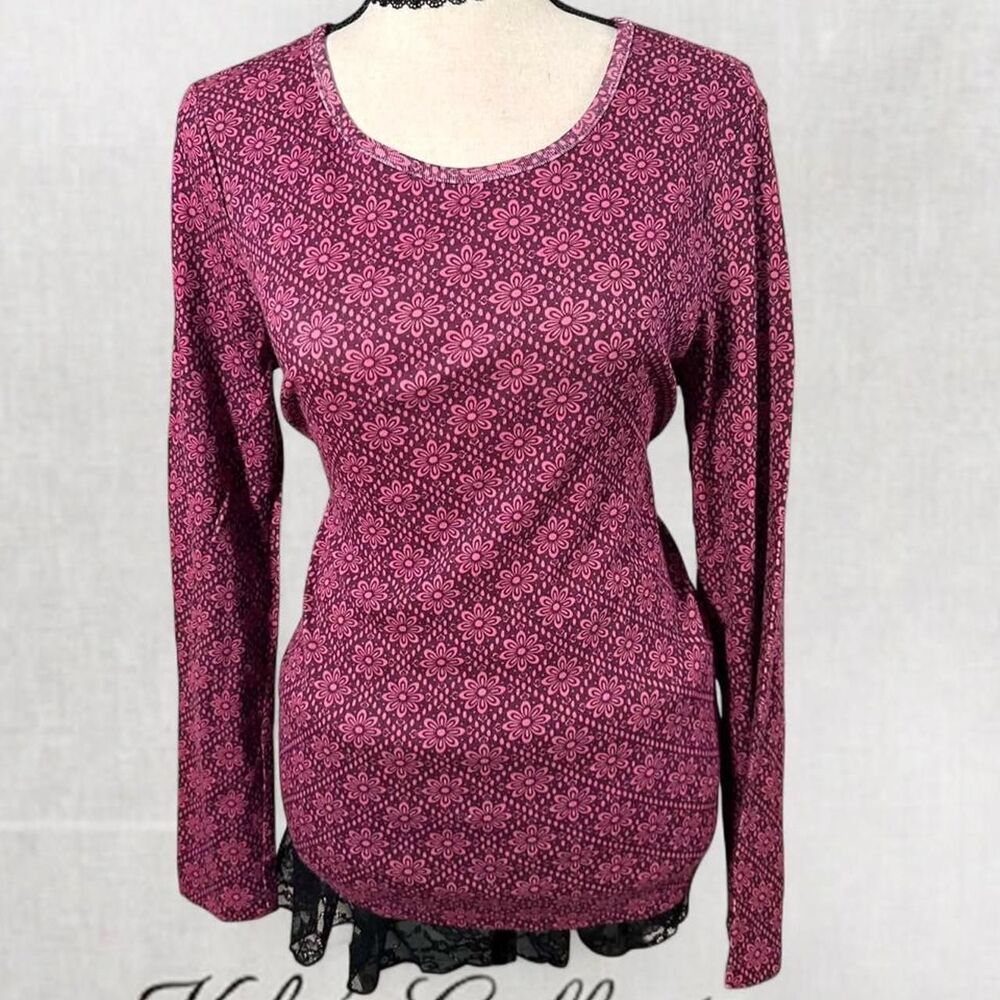 Y2K Style Pink or Purple Floral Patterned Long sleeve Top